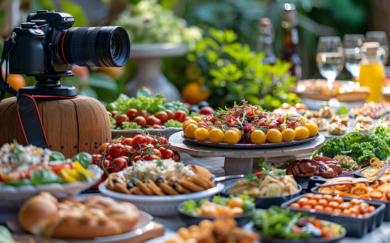 food-content-creator-filming-variety-dishes-upload-internet food-content-creator-filming-variety-dishes-upload-internet
